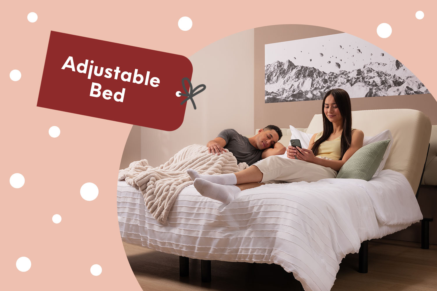 A man and a woman relaxing on an Adjustable Bed from Douglas.ca